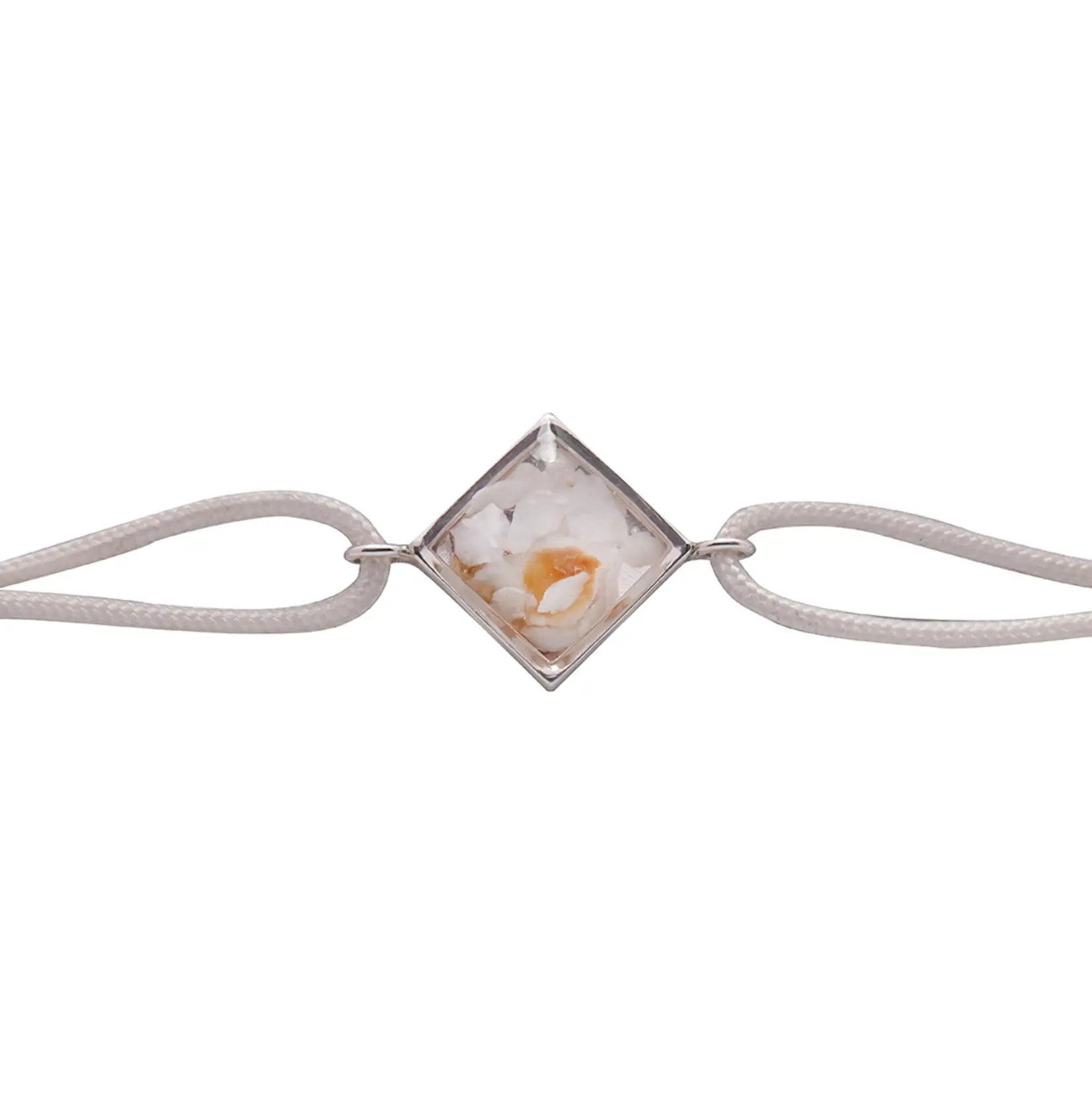 Bracelet en argent bordeaux cordon blanc résine huître