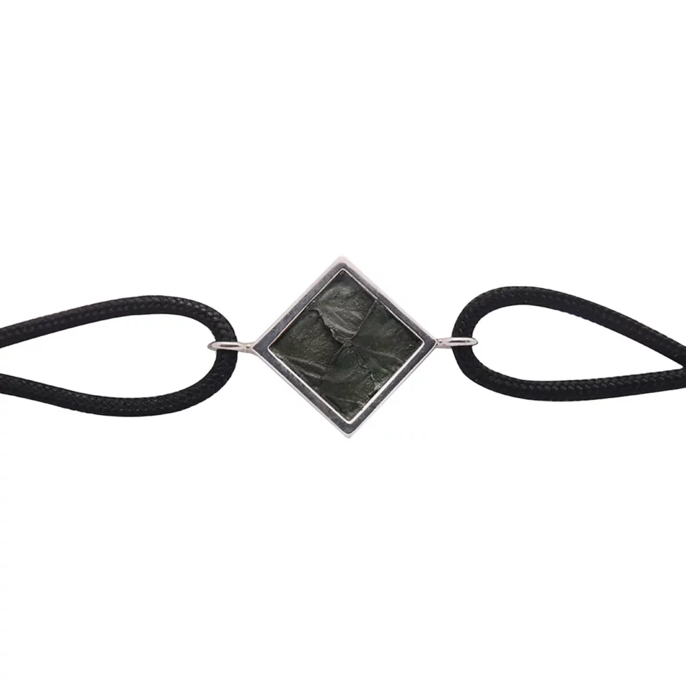 Bracelet en argent bordeaux cordon noir