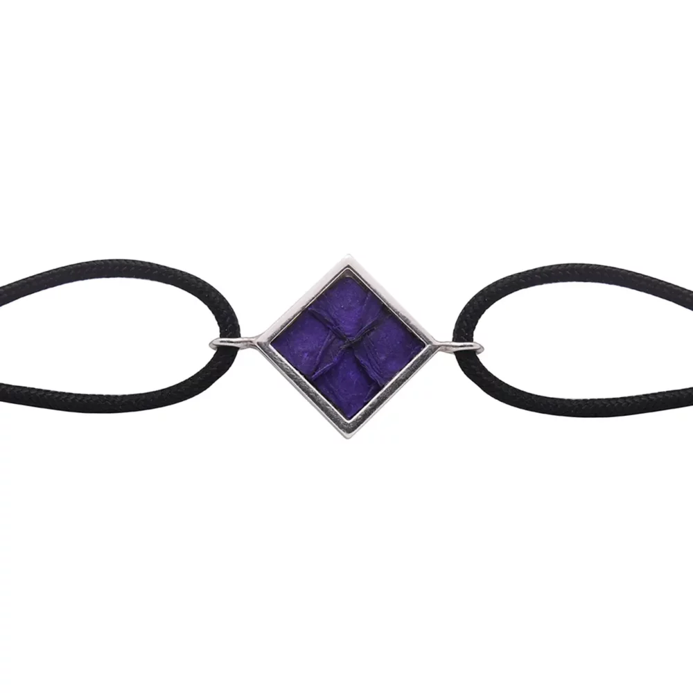 Bracelet en argent bordeaux cordon noir bleu klein