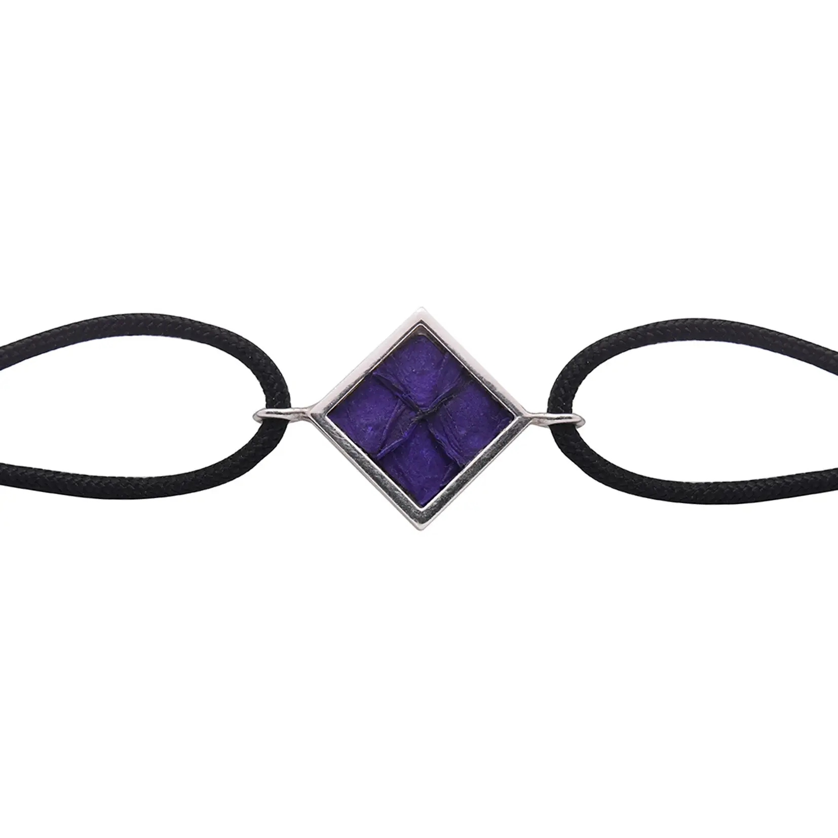 Bracelet en argent bordeaux cordon noir bleu klein