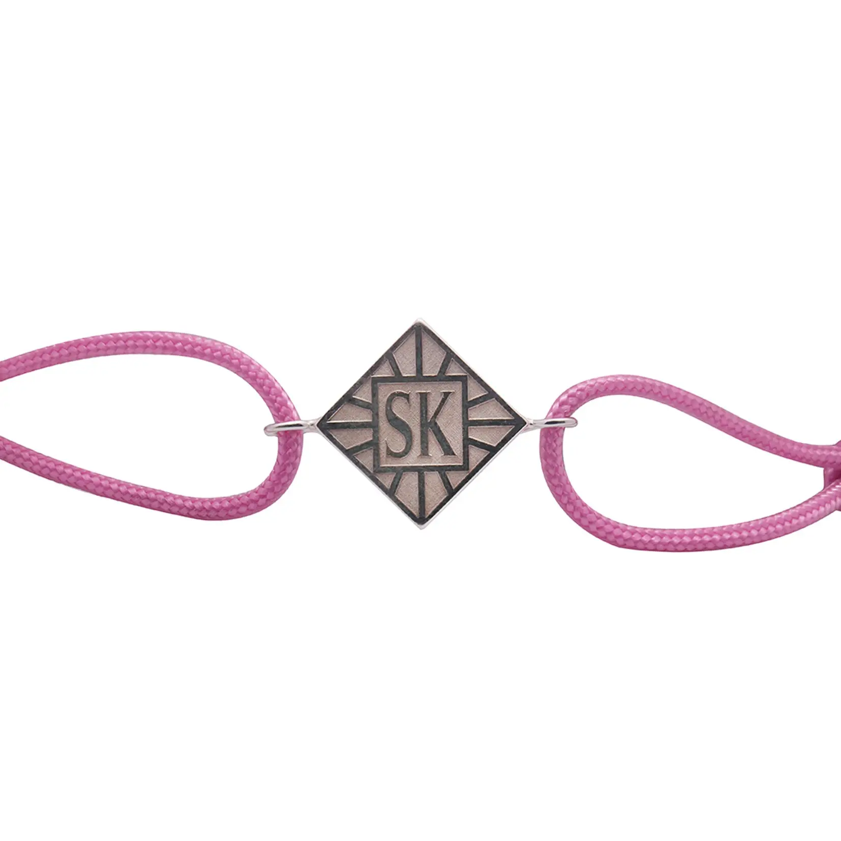 Bracelet en argent bordeaux cordon rose