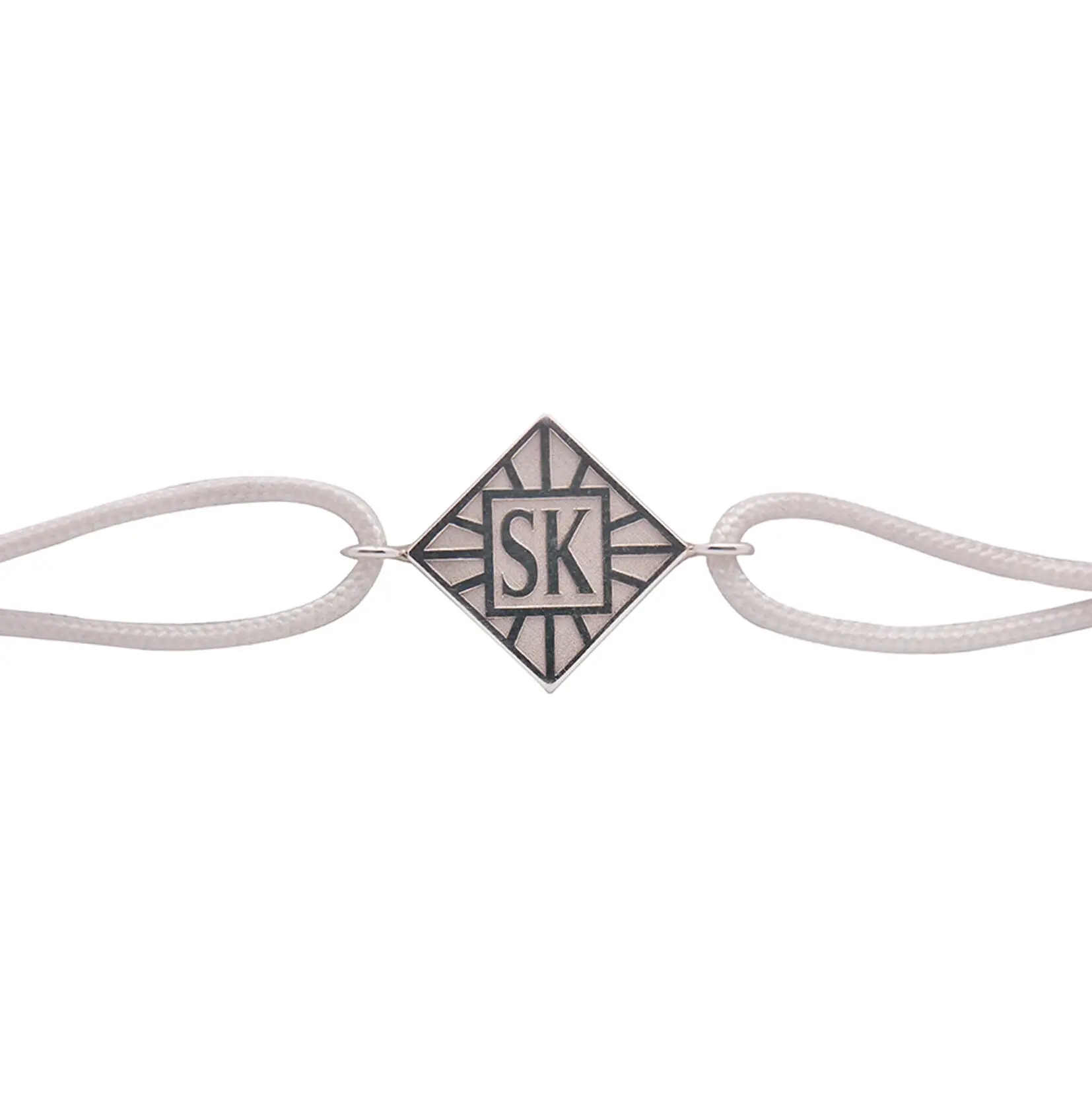 Bracelet en argent joaillerie bordeaux cordon blanc résine huître