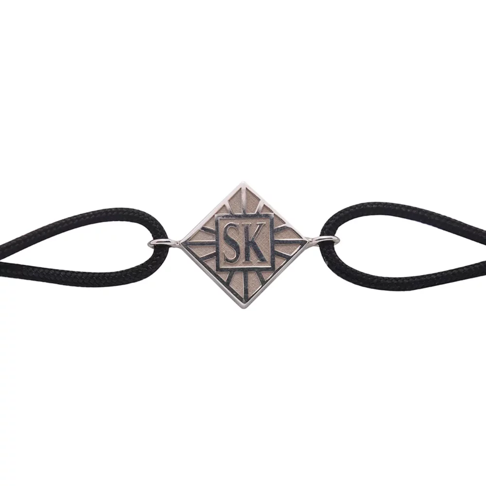 Bracelet en argent joaillerie bordeaux cordon noir