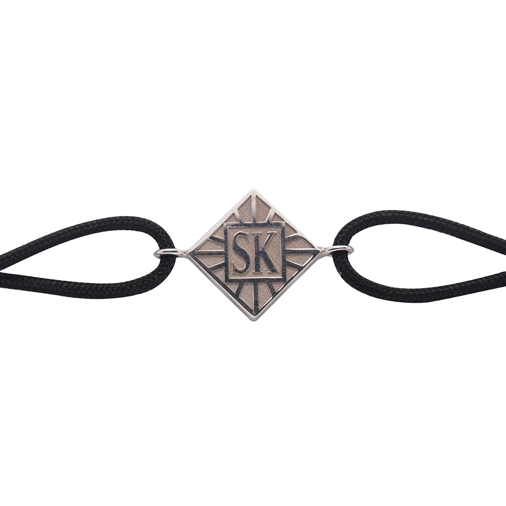 Bracelet en argent joaillerie bordeaux cordon noir