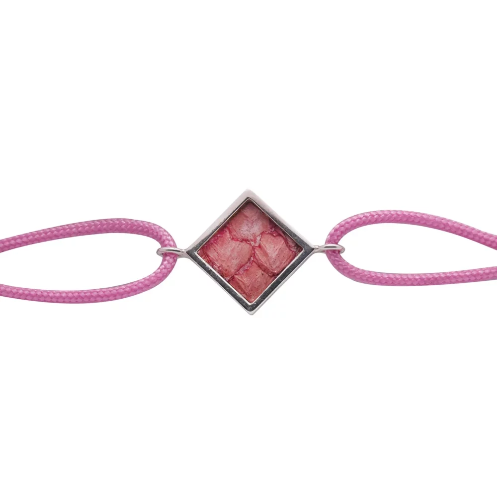 Bracelet en argent joaillerie bordeaux cordon rose