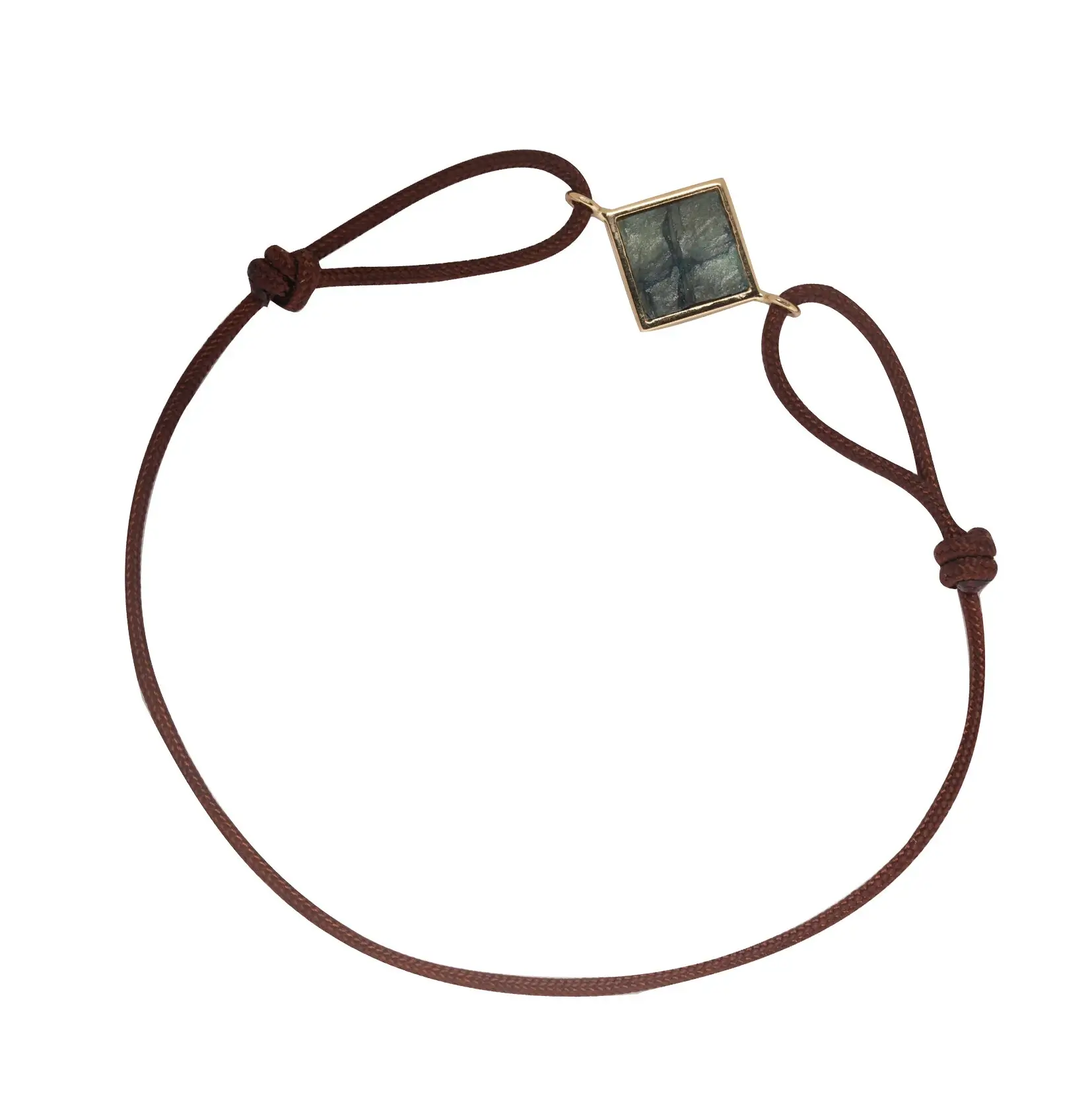 Bracelet en or bijouterie bordeaux cordon marron vert