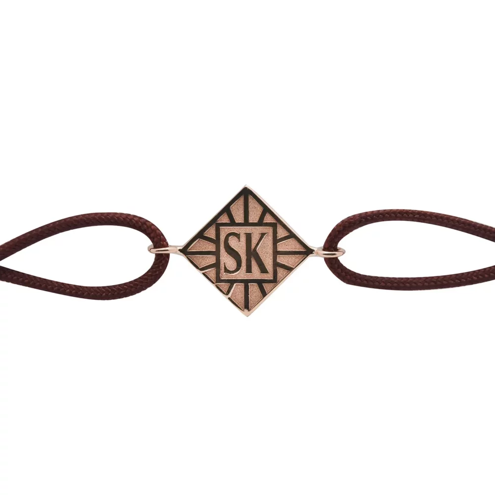 Bracelet en or cordon marron