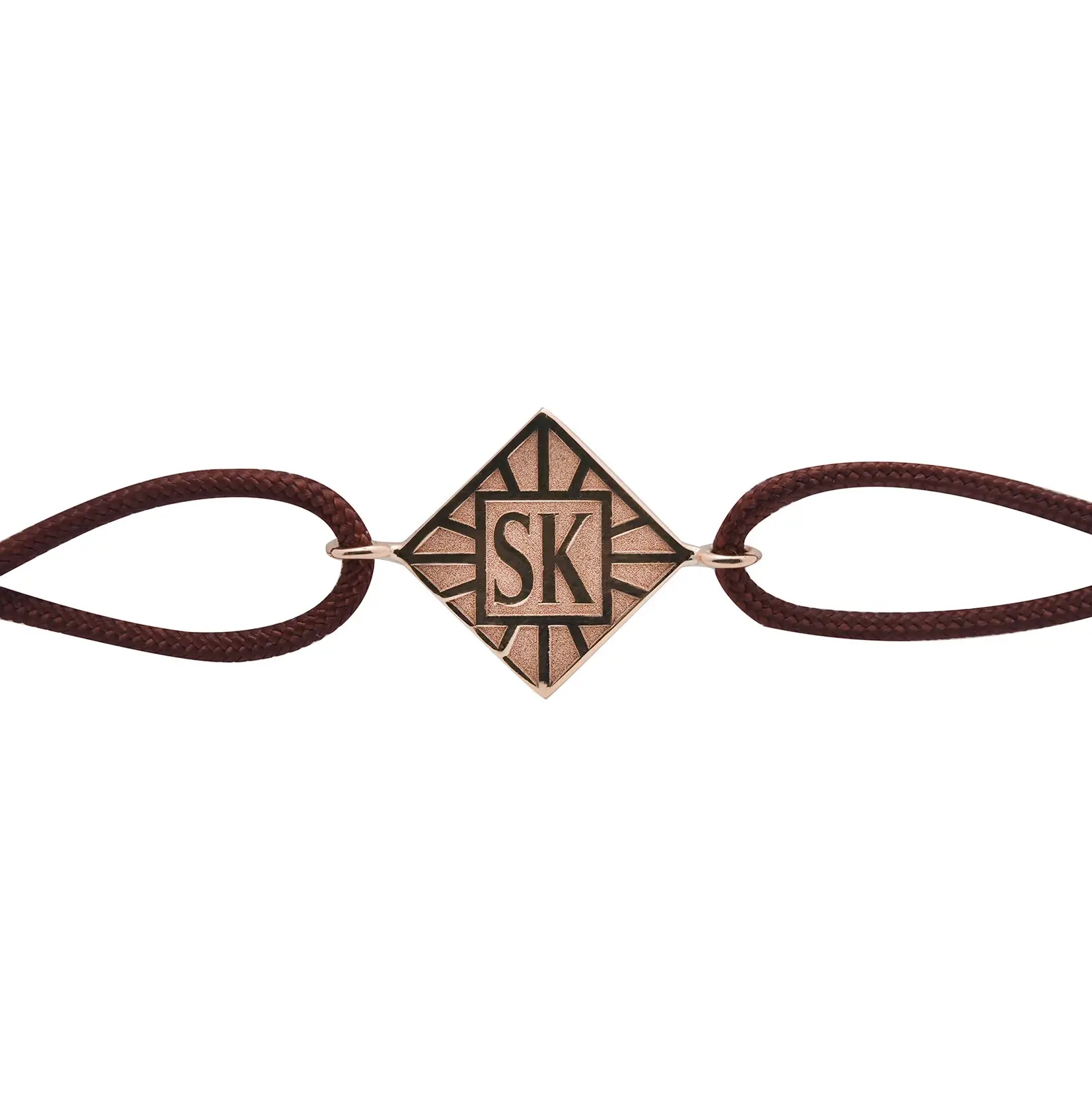 Bracelet en or cordon marron