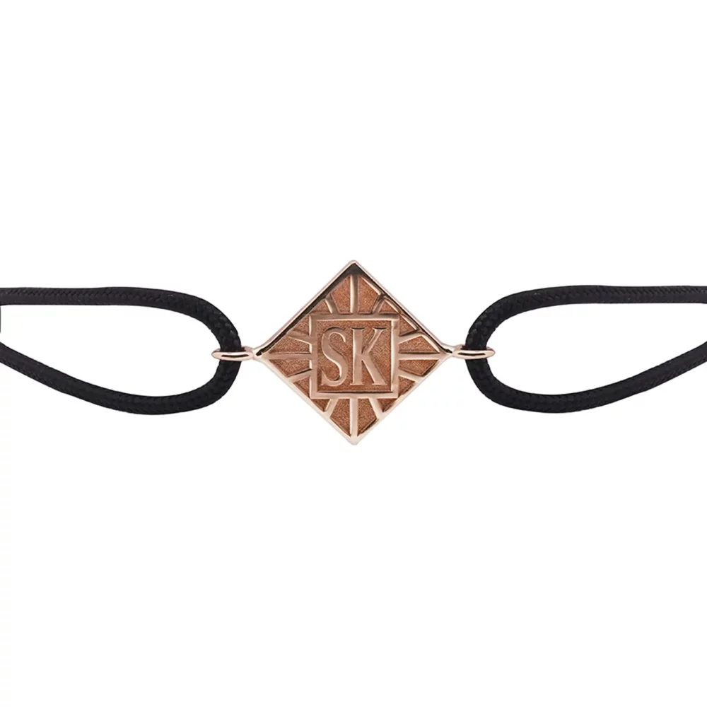 Bracelet en or cordon noir